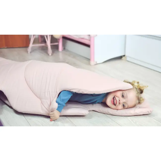 Covoras De Joaca Termic Frunza Pure Rose 150x105x5cm, Pliabil, Bumbac 100% Si Umplutura Antialergica Babysoft  , Protectie Impotriva Loviturilor Pjb83547