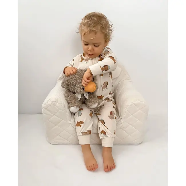 Fotoliu Pentru Copii Cu Spatar, Catifea Velvet Ursulet Teddy Ecri Pjbc6157