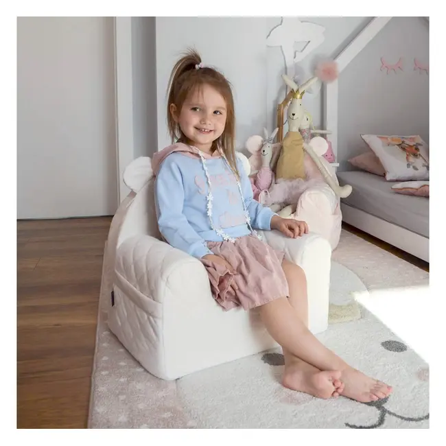 Fotoliu Pentru Copii Cu Spatar, Catifea Velvet Ursulet Teddy Ecri Pjbc6157
