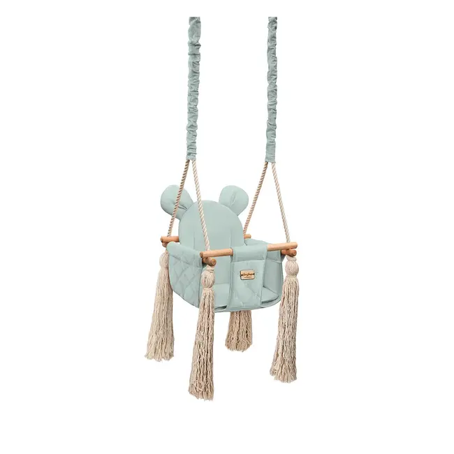 Leagan Pentru Copii Si Bebelusi, Catifea Velvet, Perna Detasabila Ursulet Teddy Mint Pjb2426-8070