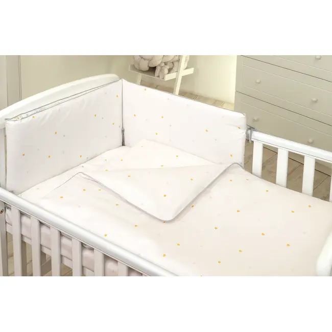 Lenjerie Patut Bebelusi 120x60 Cm Amy Airy, 3 Piese, Bumbac Premium, Antialergica, Cu Protectie Laterala Pjb80378