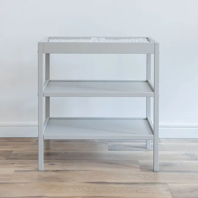 Masa Infasat Pentru Bebelusi, Lemn Masiv, Gri 76 X 44 X 86 Cm, Cu 2 Rafturi De Depozitare Inalte Pjbclassic_changer_grey