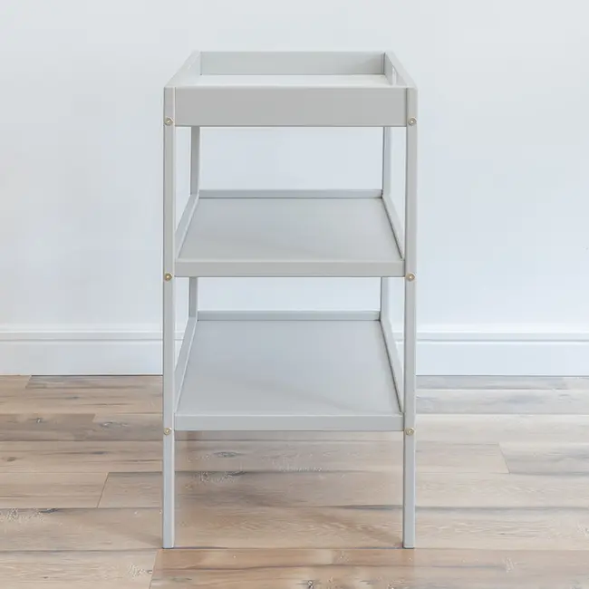 Masa Infasat Pentru Bebelusi, Lemn Masiv, Gri 76 X 44 X 86 Cm, Cu 2 Rafturi De Depozitare Inalte Pjbclassic_changer_grey
