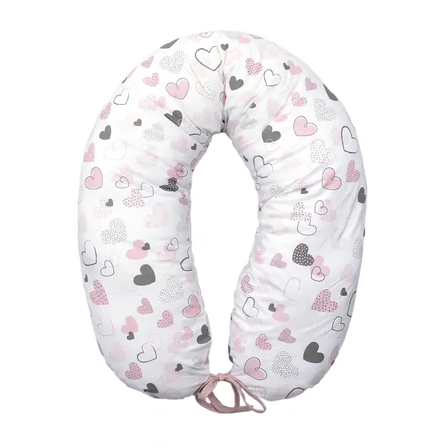 Perna Pentru Gravide Si Alaptare, Husa Detasabila Din Bumbac 100% Si Umplutura Antialergica Babysoft  , Inimioare, Amy Pjb83266
