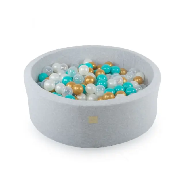 Piscina Uscata Cu 250 De Bile (alb Perlat, Transparent, Auriu, Turcoaz) Meowbaby  , Dreams, 90x30 Cm, Gri Deschis Pjbb001010