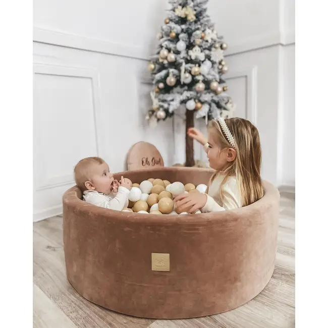 Piscina Uscata Cu 250 De Bile (auriu, Alb, Transparent, Bej ) Meowbaby  , Teddy Bear, 90x30 Cm, Catifea Bej Pjbb001009