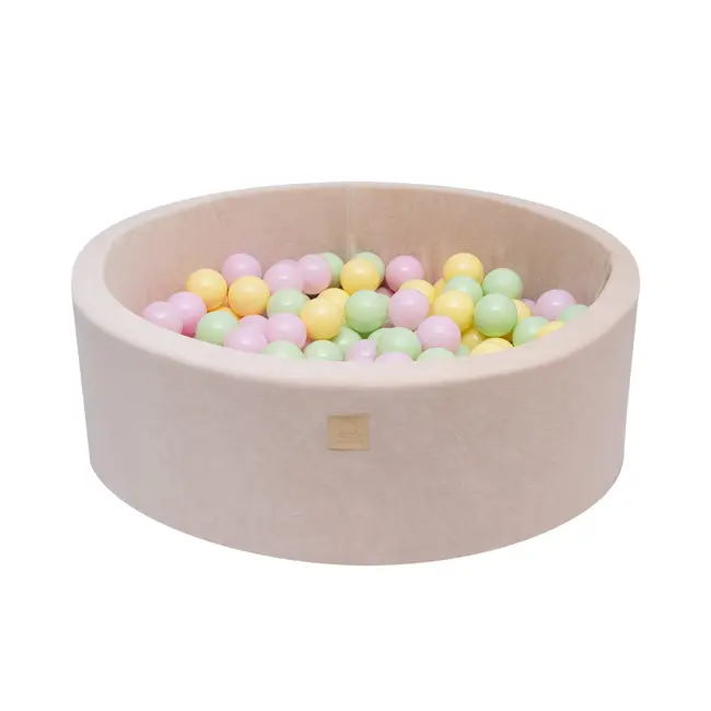 Piscina Uscata Cu 250 De Bile (pastel Roz Si Galben, Verde Deschis) Meowbaby  , Spring, 90x30 Cm, Catifea Ecru Pjbb001032