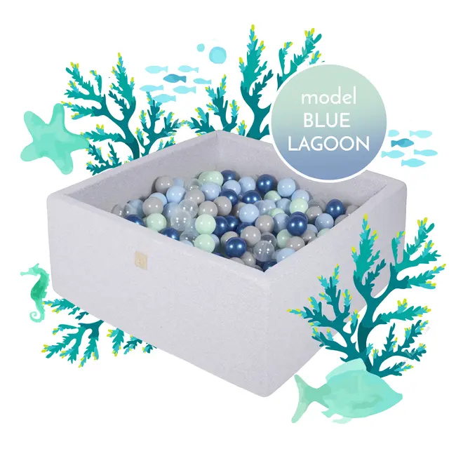 Piscina Uscata Cu 300 De Bile (babyblue, Mint, Blue Perlat, Transparent) Meowbaby  , Blue Lagoon, 90x90x40 Cm, Gri Pjbzkblue001