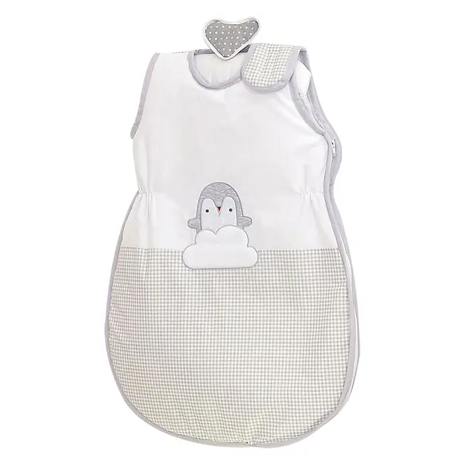 Sac De Dormit Fara Maneci, Broderie Pinguin Bumbac Gri 80 Cm, 3-9 Luni, Amy Pjb62880