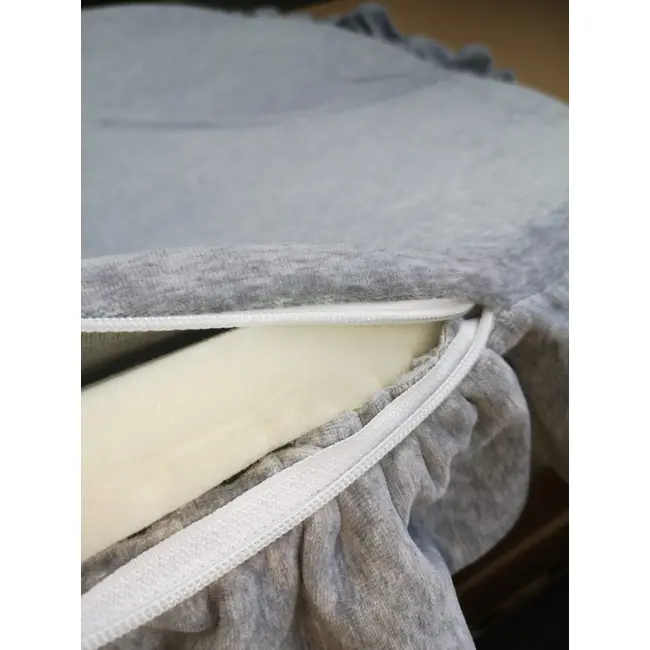 Saltea Rotunda Pentru Joaca Din Spuma, Catifea Gri Cu Volanas, Diametru 100 Cm Pjbmata022