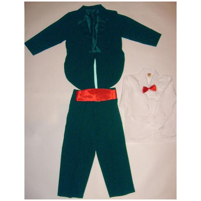Costum bleumarin de ocazie cu frac si papion rosu - 912B
