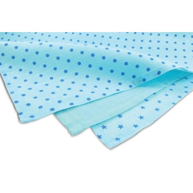 Pachet 3 lavete din bumbac muselina 70X70 cm bleu GRUENSPECHT 167-V2