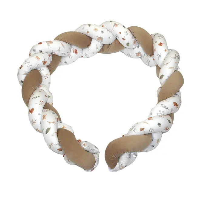 Aparatoare Laterala Pat Bumper Impletit, Inchidere Velcro, Bumbac Comori Din Natura, Bej 180x21 Cm Pjb85333