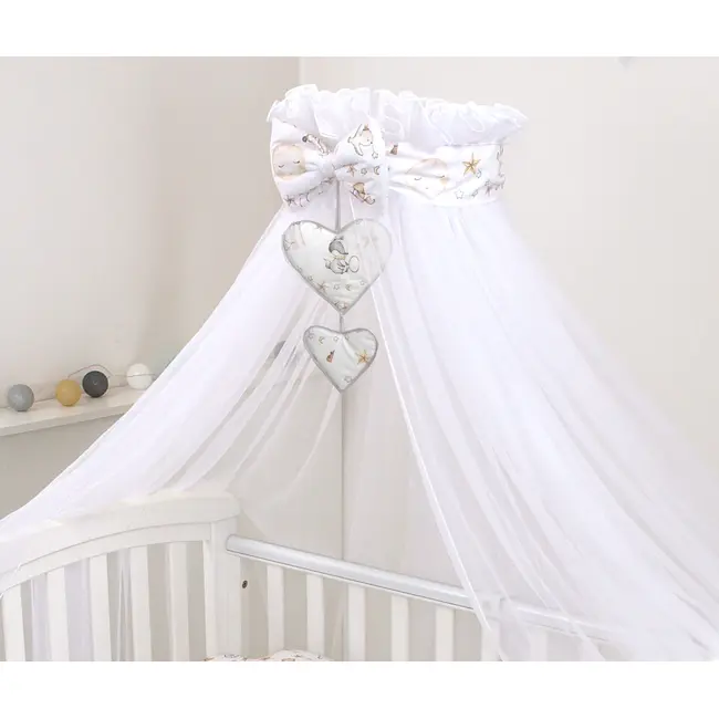 Baldachin Din Tul, Circ Roz + Suport Universal Din Metal Pentru Patut  Set Complet 300x155 Cm - Amy Pjb84773+s