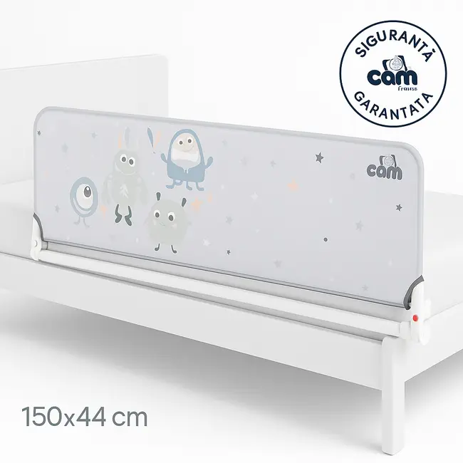 Bariera De Protectie Rabatabila Pentru Pat Copii Cam Baby Minions, 150a 44 Cm, Alb ,   Siguranta In Trecerea La Patul De Tineret Pjb9114937
