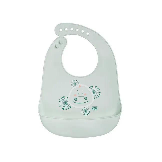 Baveta Din Silicon Cu Buzunar, Ajustabila, Yum! Bib - Green Crocodile Pjb16612