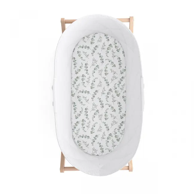 Cearsaf Din Bumbac Cu Elastic Pe Contur Pentru Landou Si Cosulete, Eucalipt Pjb484967