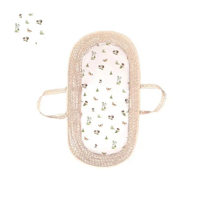 Cearsaf Din Bumbac Cu Elastic Pe Contur Pentru Landou Si Cosulete, Happy Pjb481386