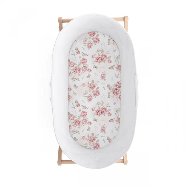 Cearsaf Din Bumbac Cu Elastic Pe Contur Pentru Landou Si Cosulete, Peony Pjb482703