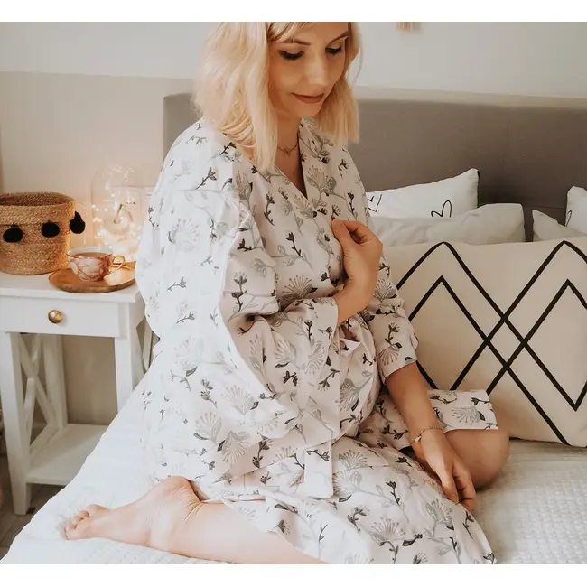 Halat   Kimono Pentru Gravide Si Mamici, Bumbac, Marime Universala, Boho Pjb601206