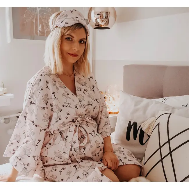 Halat   Kimono Pentru Gravide Si Mamici, Bumbac, Marime Universala, Boho Pjb601206