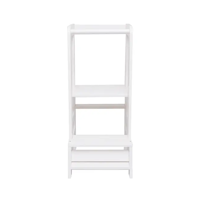 Inaltator Learning Tower Ajustabil, Ajutor De Bucatarie Meowbaby  , Lemn Alb Pjbkh01002wie