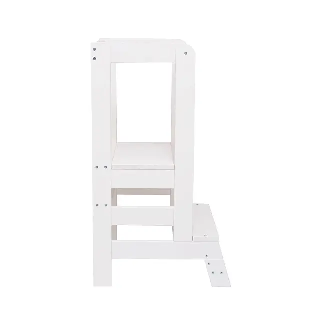 Inaltator Learning Tower Ajustabil, Ajutor De Bucatarie Meowbaby  , Lemn Alb Pjbkh01002wie