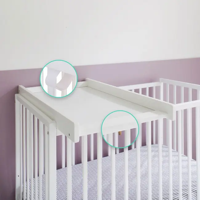 Masa De Infasat Din Lemn, Atasabila La Patut Bebe 120x60 Si 140x70 Cm, Alb, 86 X 51 X 7 Cm, Inclus Saltea Din Spuma, Husa Detasabila Bumbac, Woodies, 40 X 70 Cm Pjbctc_alb+311180