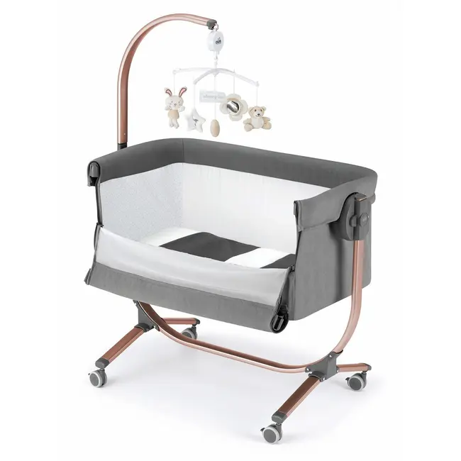 Patut Cu Leganare, Cullami, Co-sleeper 2 In 1, Cu Laterala Culisanta, Cu Setare Unghiulara, Cu Roti, Reglabil In 8 Pozitii Pe Inaltime, Gold Pjb49925182