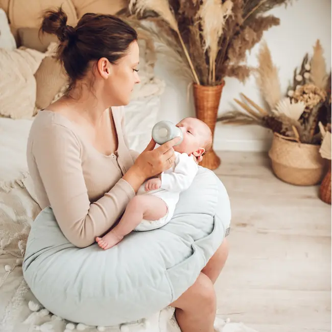 Perna Alaptare Babysteps  , Tip Rogal, Suport Ergonomic Mama  Bebelus, Velvet Premium, Bej Pjb601930