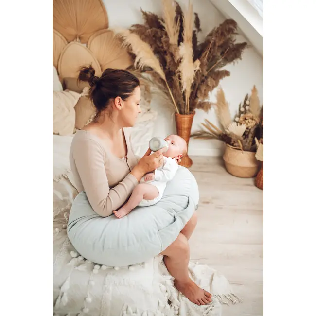 Perna Alaptare Babysteps  , Tip Rogal, Suport Ergonomic Mama  Bebelus, Velvet Premium, Crem Pjb481119