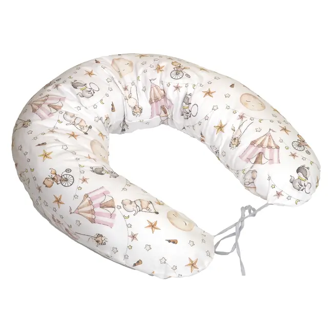 Perna Pentru Gravide Si Alaptare, Husa Detasabila Din Bumbac 100% Si Umplutura Antialergica Babysoft  , Circ Roz, Amy Pjb84779