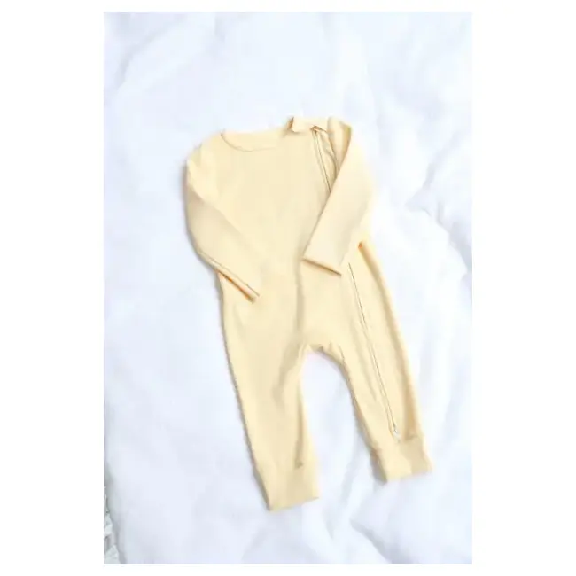 Salopeta Bebelusi Cu Maneca Lunga Si Botosei, Inchidere Cu Fermoar, Galben Banana, Marimea 74 Pjb4195856