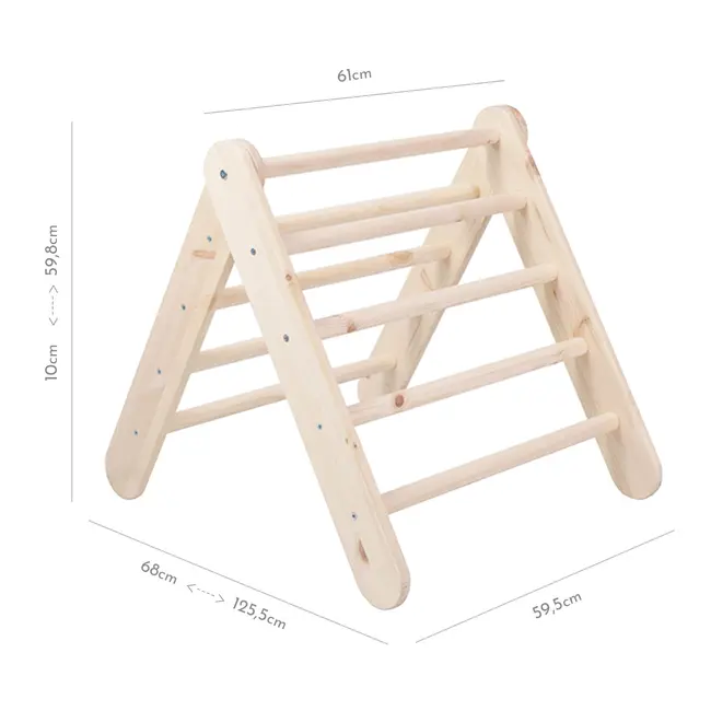 Scara Din Lemn Pentru Copii - Triunghi De Catarare Tip Pikler Montessori, Natural, Meowbaby Pjbwtd003