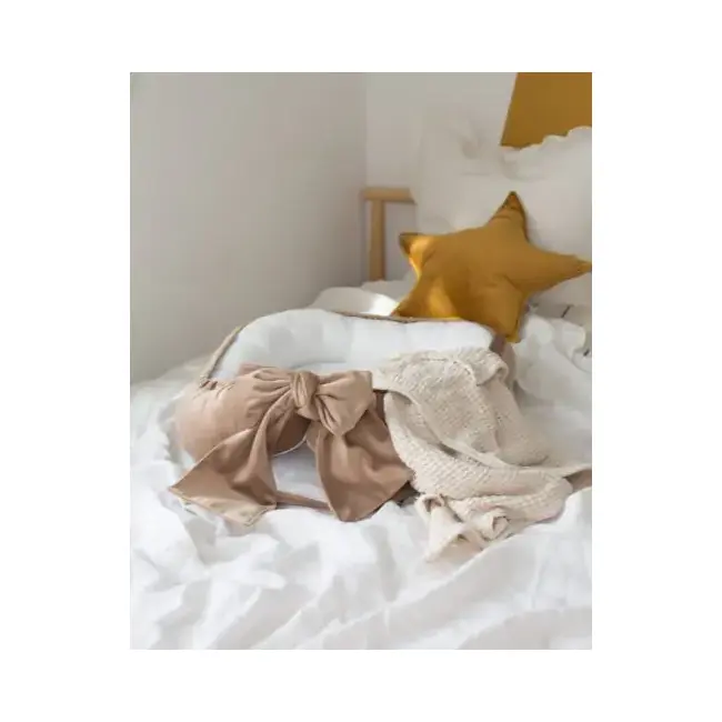 Suport De Dormit Babynest Premium Bumbac Organic Si Catifea Bej Cu Funda By Babyly, 80x50 Cm Pjb4190455