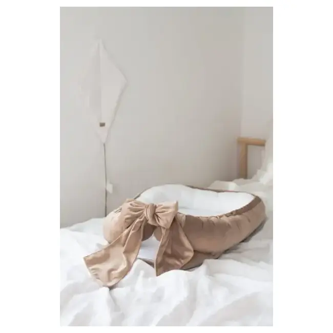 Suport De Dormit Babynest Premium Bumbac Organic Si Catifea Bej Cu Funda By Babyly, 80x50 Cm Pjb4190455
