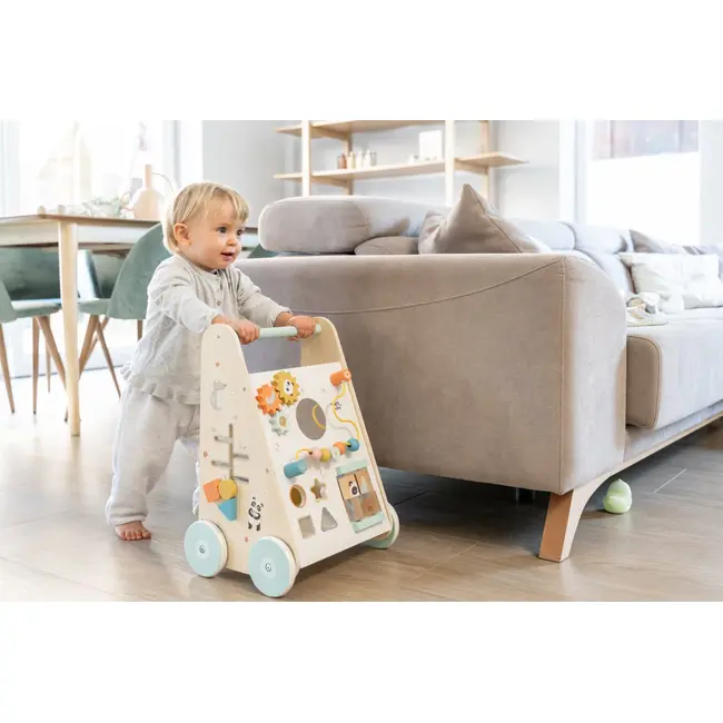 Antemergator Din Lemn Fsc Cu Activitati Saro Baby ,   Premergator Multifunctional Montessori Pentru Primii Pasi Pjb3355