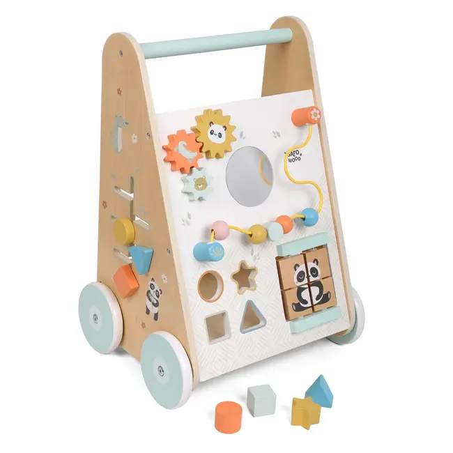 Antemergator Din Lemn Fsc Cu Activitati Saro Baby ,   Premergator Multifunctional Montessori Pentru Primii Pasi Pjb3355