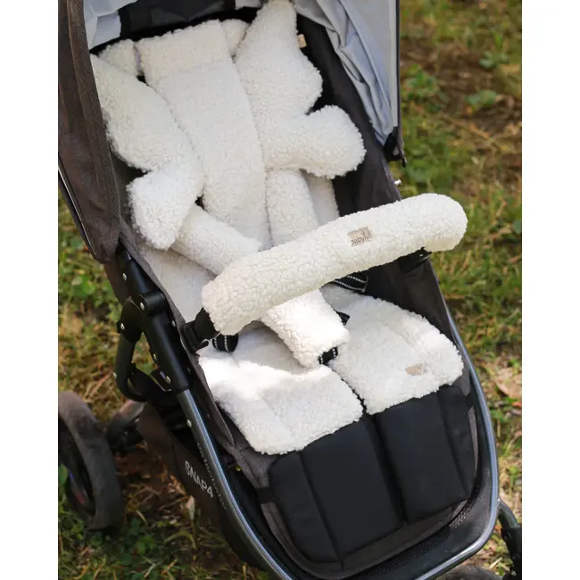 Insert Husa Carucior Sport Cu 2 Fete, Tesatura Teddy Crem Si In Gri Deschis Pjb41901