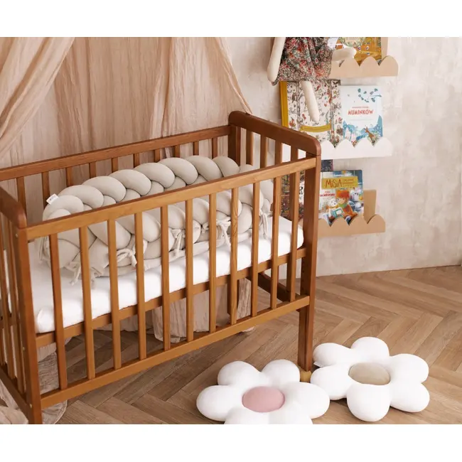 Patut Bebe Din Lemn Masiv, Patut Lateral Cu Inaltime Reglabila A Saltelei, Bedside Vintage, 90 X 40 Cm Pjbscv