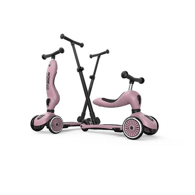 Trotineta Copii 3in1 Premium Scoot  Ride Highwaykick 1 Push And Go Wildberry, Cu Sezut Si Maner Pentru Parinte, Sistem Anti-rasturnare, 1,  5 Ani (max. 50 Kg) Pjb69