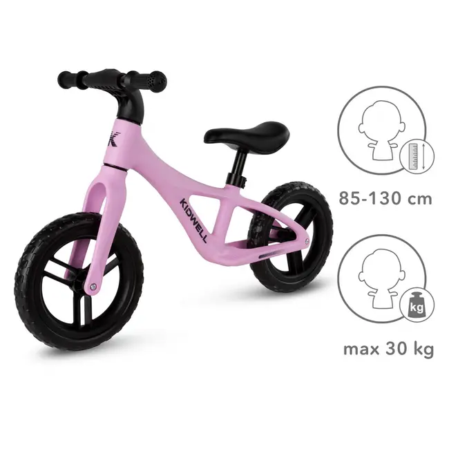 Bicicleta De Echilibru Fara Pedale Pentru Copii, Kidwell Jogo Pink, 2.8 Kg, Roti Eva 28 Cm, Reglabila, 85,  130 Cm, Max. 30 Kg Pjbrobijog04a0