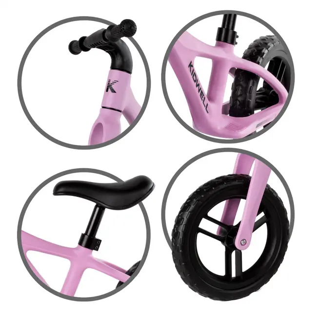 Bicicleta De Echilibru Fara Pedale Pentru Copii, Kidwell Jogo Pink, 2.8 Kg, Roti Eva 28 Cm, Reglabila, 85,  130 Cm, Max. 30 Kg Pjbrobijog04a0