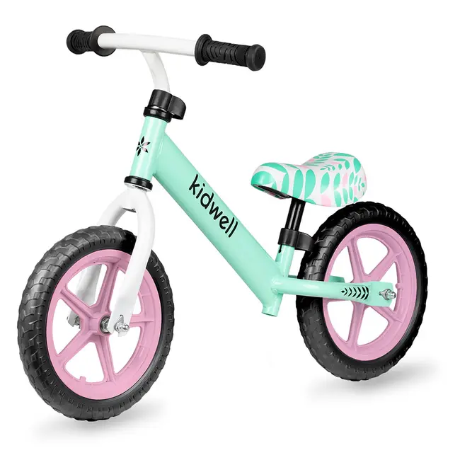 Bicicleta De Echilibru Fara Pedale Pentru Copii, Kidwell Rebel Mint, 2.64 Kg, Roti Eva 28 Cm, Reglabila, 80,  120 Cm, Max. 30 Kg Pjbrobirel02a0