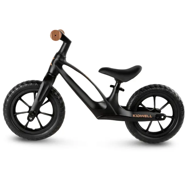 Bicicleta De Echilibru Fara Pedale Pentru Copii, Kidwell Vito Black , Cadru Magneziu, 2.8 Kg, Roti Eva 28 Cm, Reglabila, 80,  120 Cm, Max. 30 Kg Pjbrobivit02a0