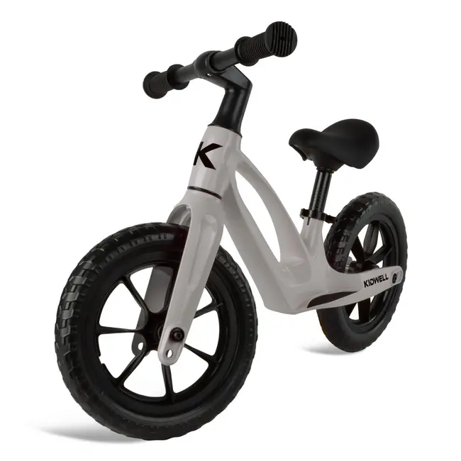 Bicicleta De Echilibru Fara Pedale Pentru Copii, Kidwell Vito Taupe, Cadru Magneziu, 2.8 Kg, Roti Eva 28 Cm, Reglabila, 80,  120 Cm, Max. 30 Kg Pjbrobivit03a0