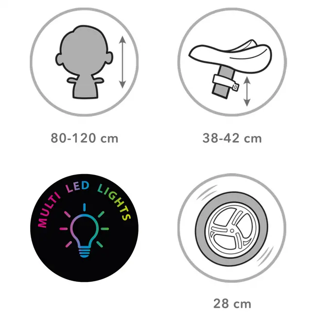 Bicicleta De Echilibru Fara Pedale Pentru Copii, Sa Reglabila, Cu Lumini Led, Roti Eva, 2 Ani+, Suno Black White, Kidwell Pjbrobisun02a0