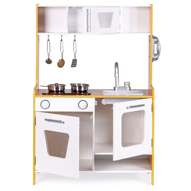Bucatarie Din Lemn Pentru Copii Cu Lumini, Sunete Si Accesorii Metalice Pjbmwokn0117