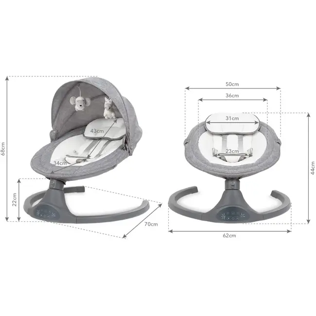 Leagan Electric Bebelusi Kidwell Luxi 2 In 1, Bluetooth, Telecomanda, 5 Viteze, 0+ Luni, 9 Kg Pjbbuellux01a1