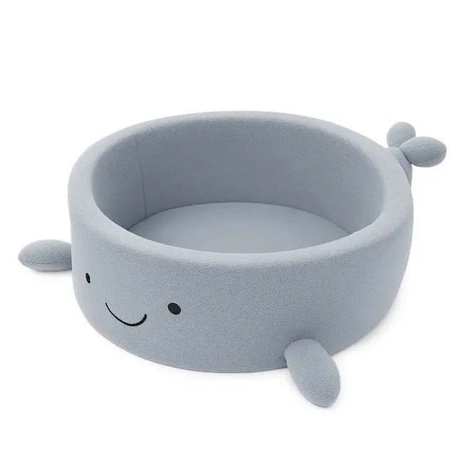 Piscina Cu Bile Boucle Pentru Copii Meowbaby   Balena,   Dusty Ice Blue, Fara Bile, Material Certificat Oeko-tex Pjbmbsbawlr21190